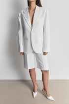 Satin Detail Single Breasted Blazer - White