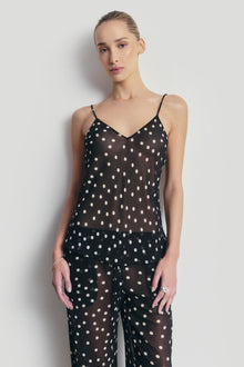 Chiffon Relaxed Wide Leg Trousers - Maxi Polka Dot