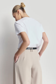 Box Pleat Tailored Wide Leg Trousers - Stone