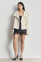 Cropped Funnel Neck Trench - Ecru