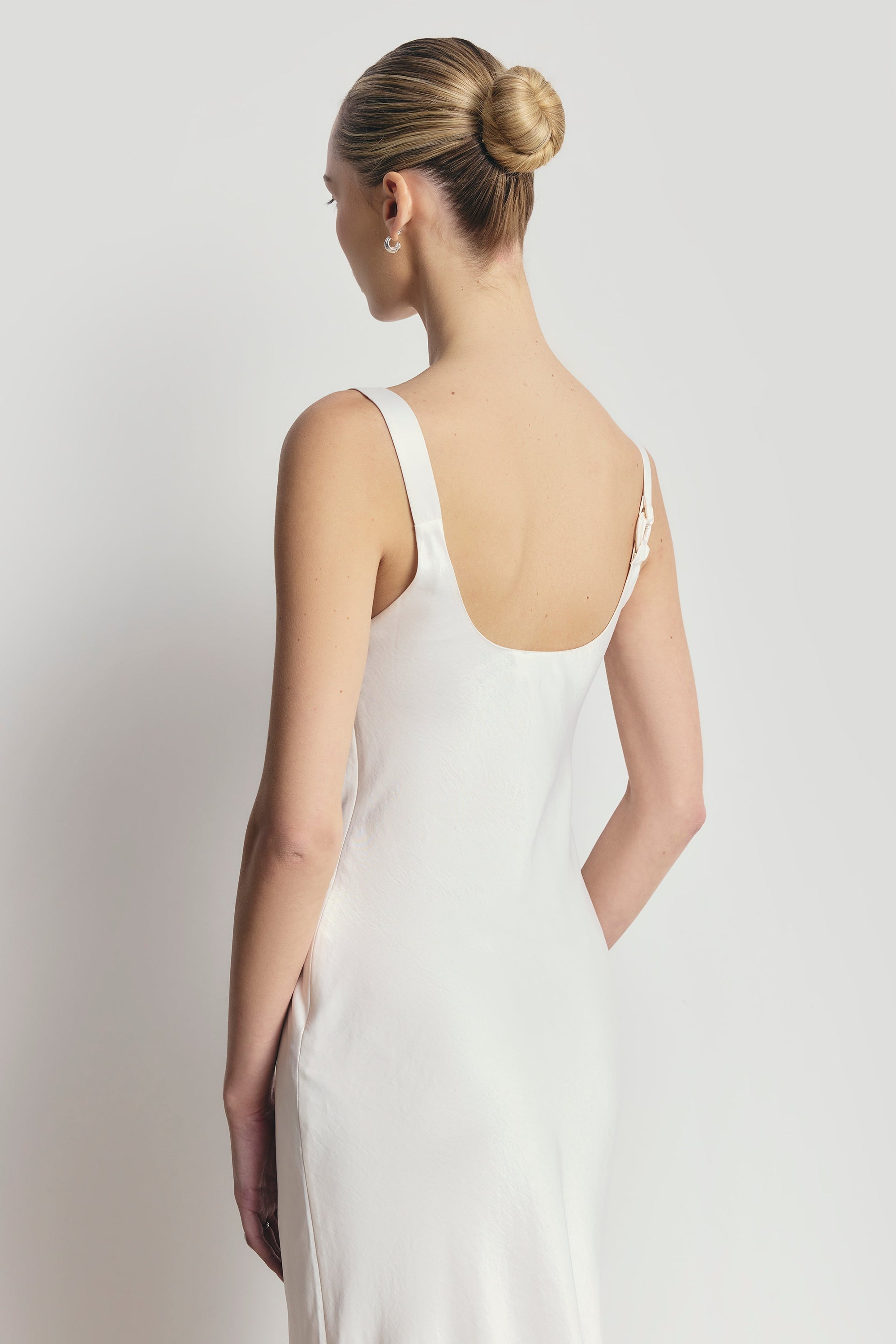 cream satin cowl neck dress Ivory Cowl Neck Dress With Lace Hem, Bridesmaid Silk Dress With Thin Straps, Wedding Guest Maxi Dress