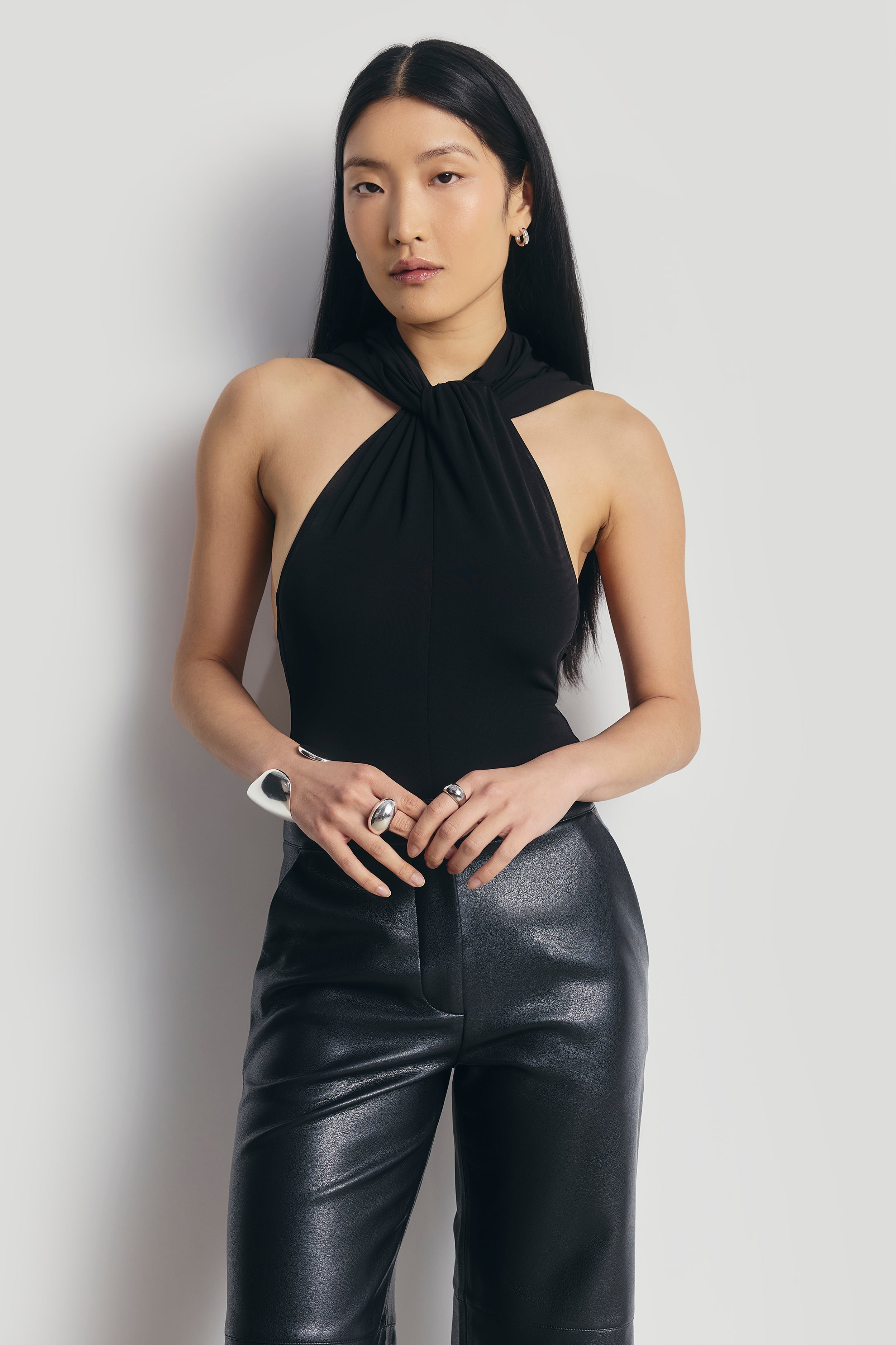 Hooded Halterneck Bodysuit - Black