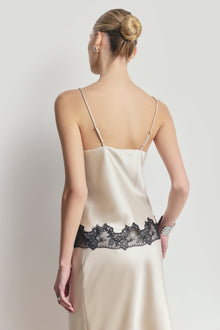 Satin Lace Detail Camisole - Champagne/Black