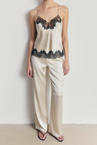 Satin Lace Detail Camisole - Champagne/Black