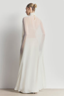 Sheer Chiffon High Neck Cape - Cream