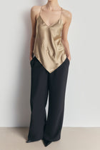 Satin Panel Detail V Neck Camisole - Bronze