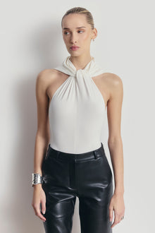 Hooded Halterneck Bodysuit - White