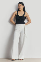 Tailored Draped Belt Trousers - White