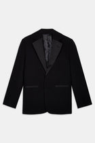 Satin Detail Single Breasted Blazer - Black