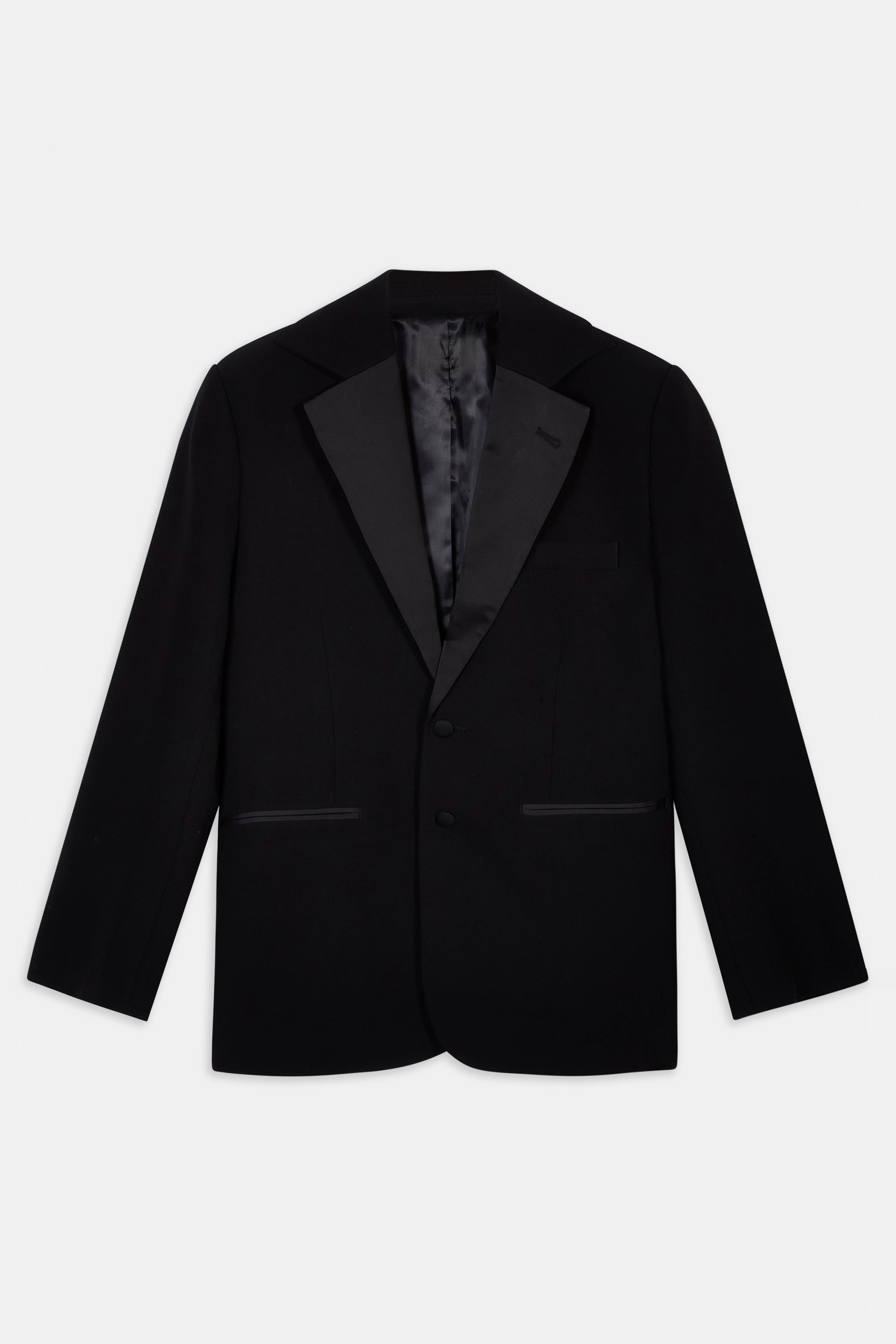 Satin Detail Single Breasted Blazer - Black