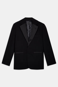 Satin Detail Single Breasted Blazer - Black
