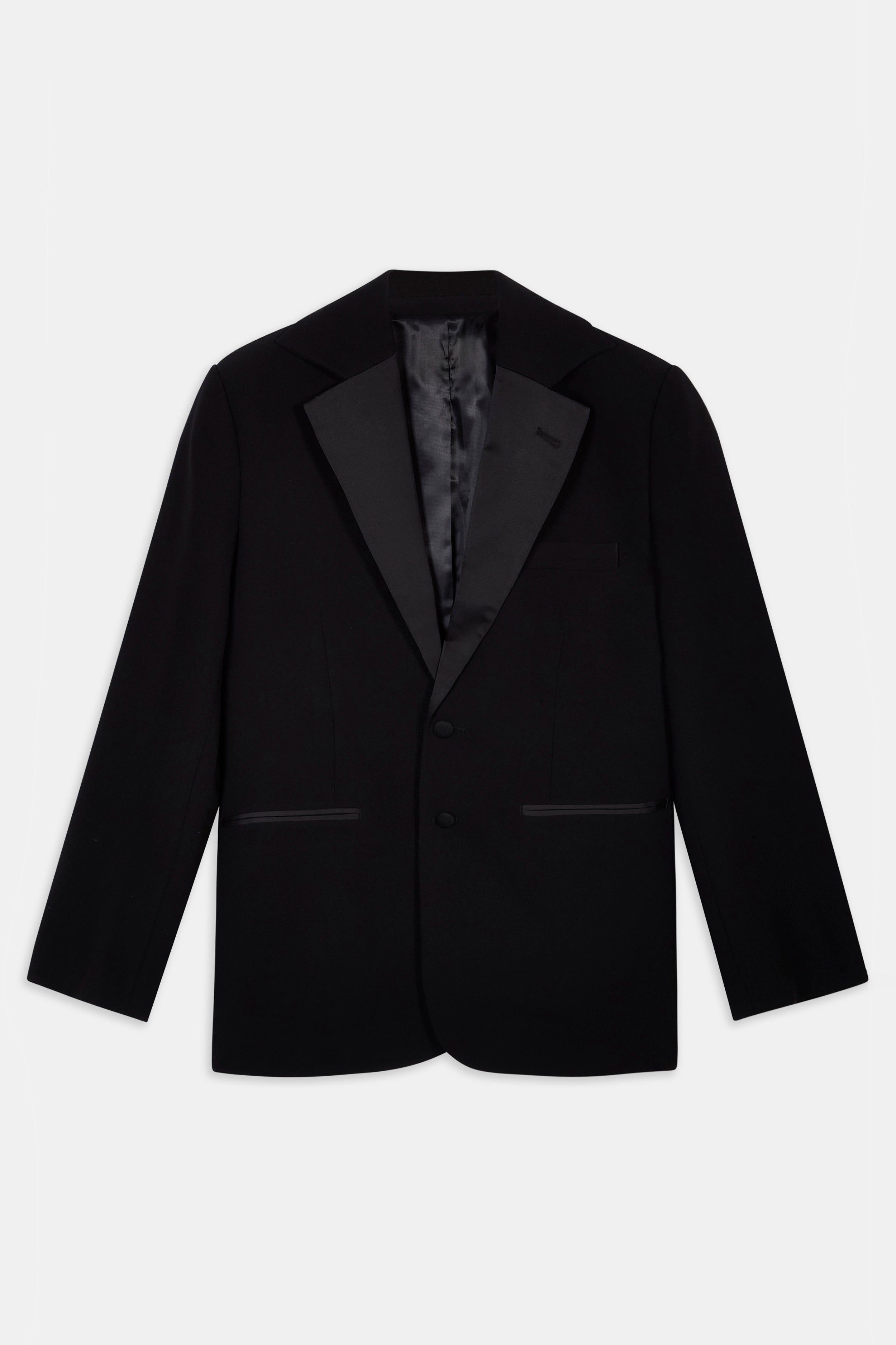 Satin Detail Single Breasted Blazer - Black