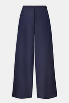 Formal Satin Straight Leg Trousers - Navy