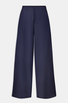 Formal Satin Straight Leg Trousers - Navy