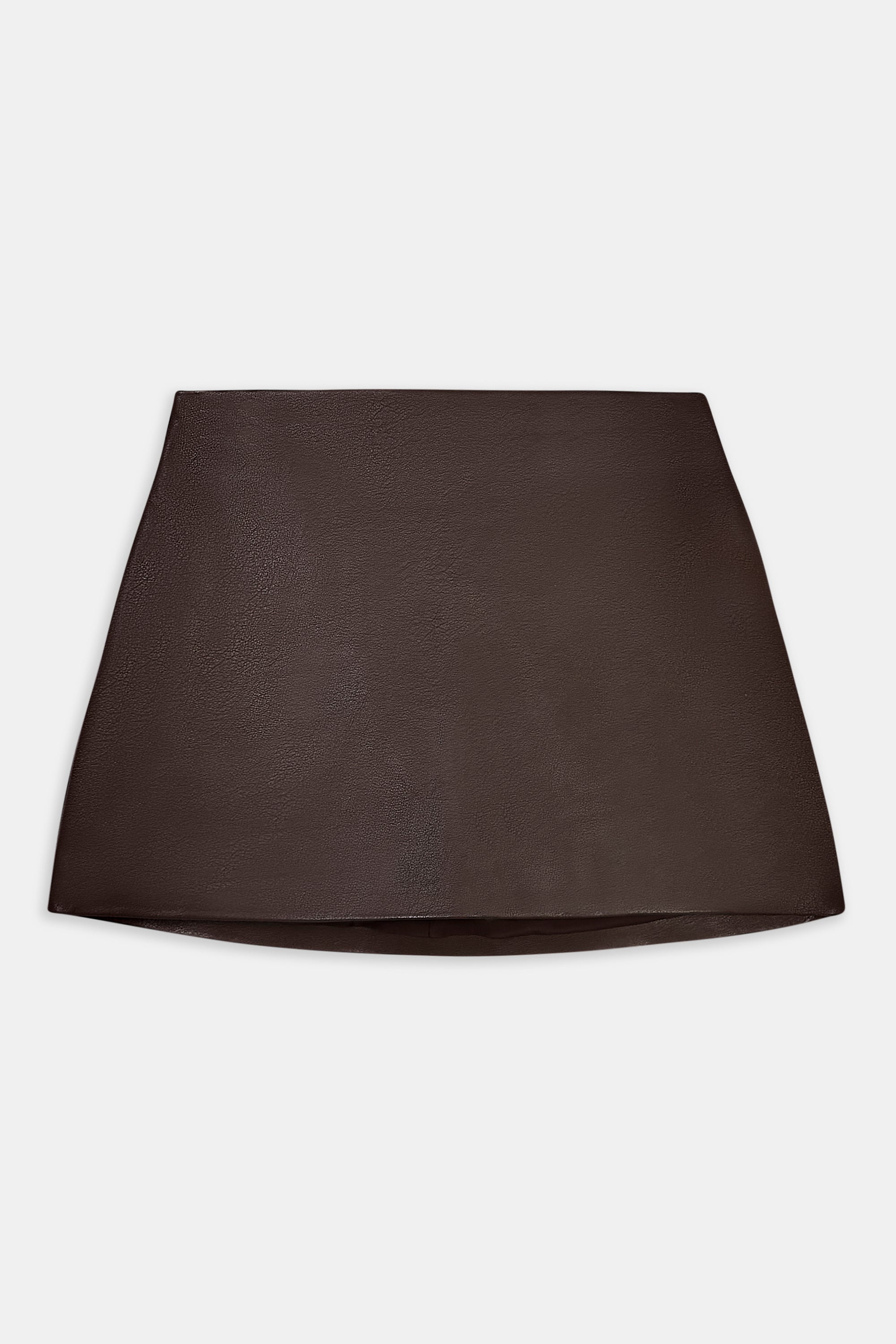 Clean Cut Leather Micro Skirt - Carob