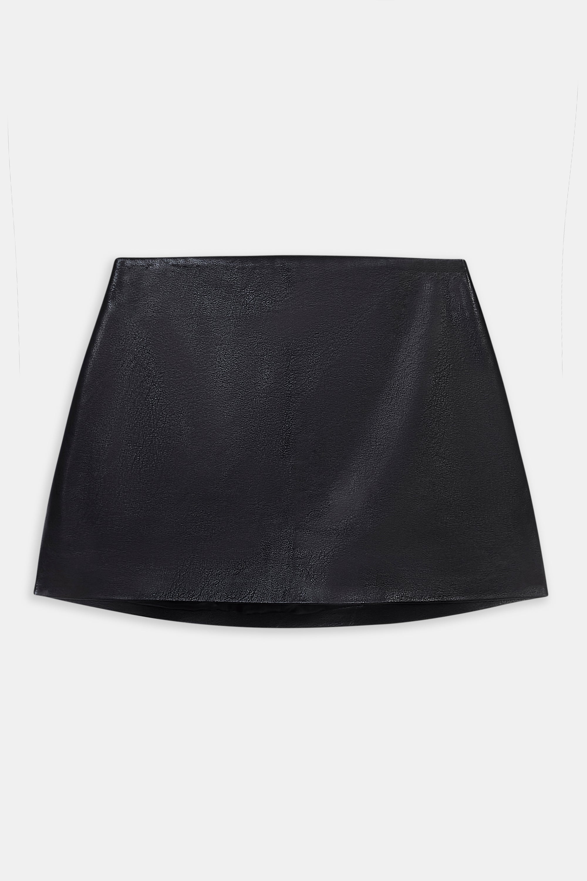 Clean Cut Leather Micro Skirt - Black