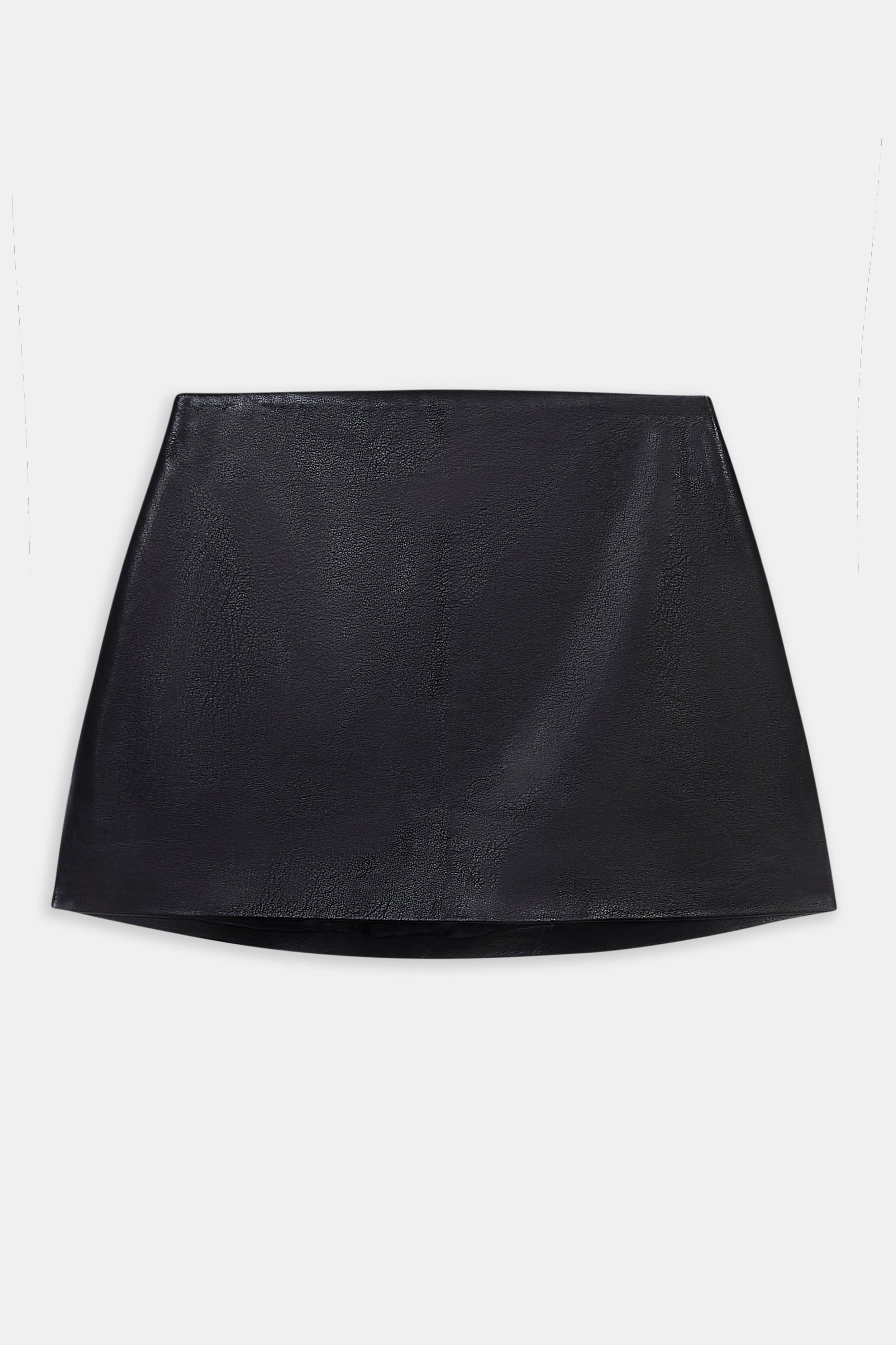 Clean Cut Leather Micro Skirt - Black