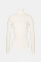 Ribbed Knit Turtleneck Jumper  - Cream