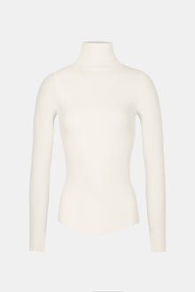 Ribbed Knit Turtleneck Jumper  - Cream