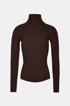 Ribbed Knit Turtleneck Jumper  - Carob