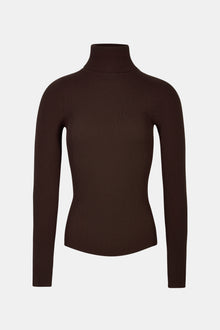 Ribbed Knit Turtleneck Jumper  - Carob