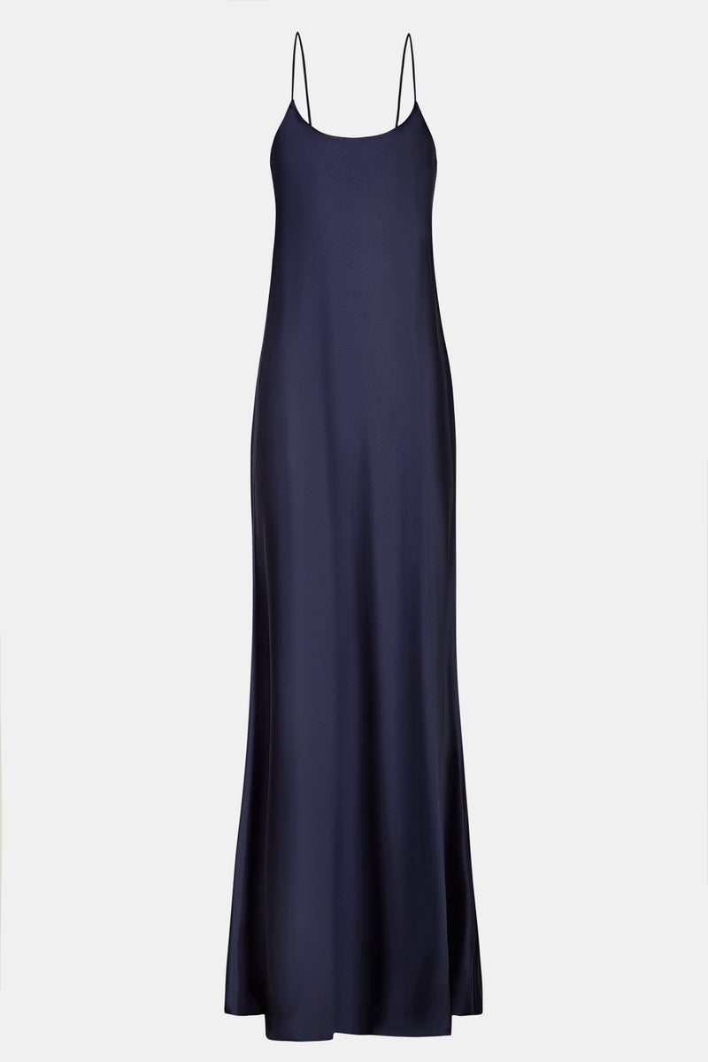 Satin Scoop Neck Camisole Maxi Dress - Navy