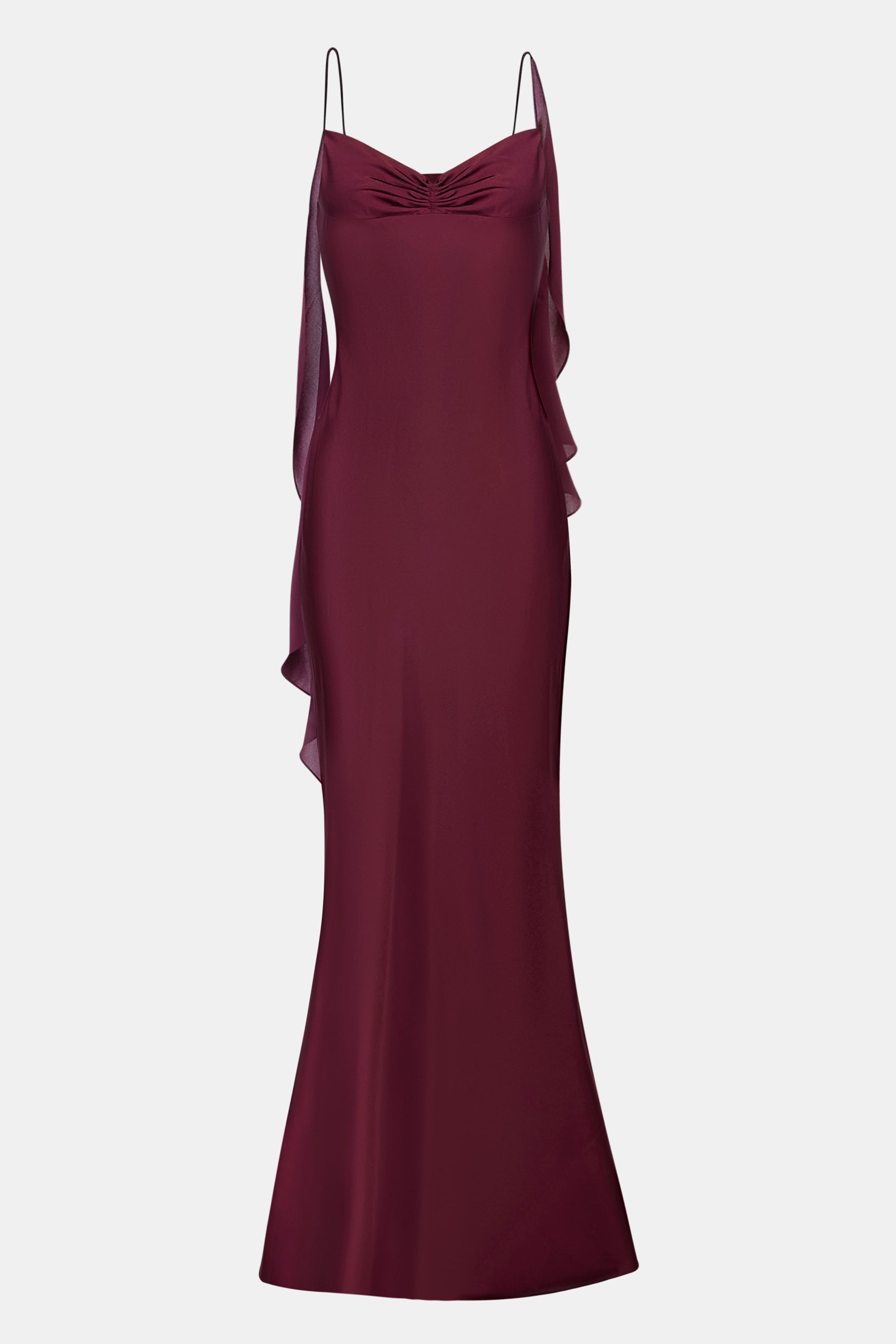 Ruched Bust Satin Slip Dress - Mulberry Ruched Bust Satin Slip Dress - Mulberry