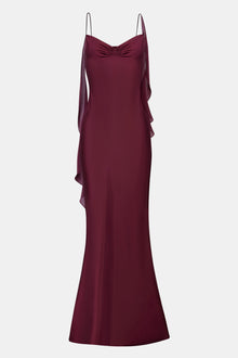 Ruched Bust Satin Slip Dress - Mulberry