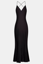 Satin Slinky Cowl Back Gown - Black