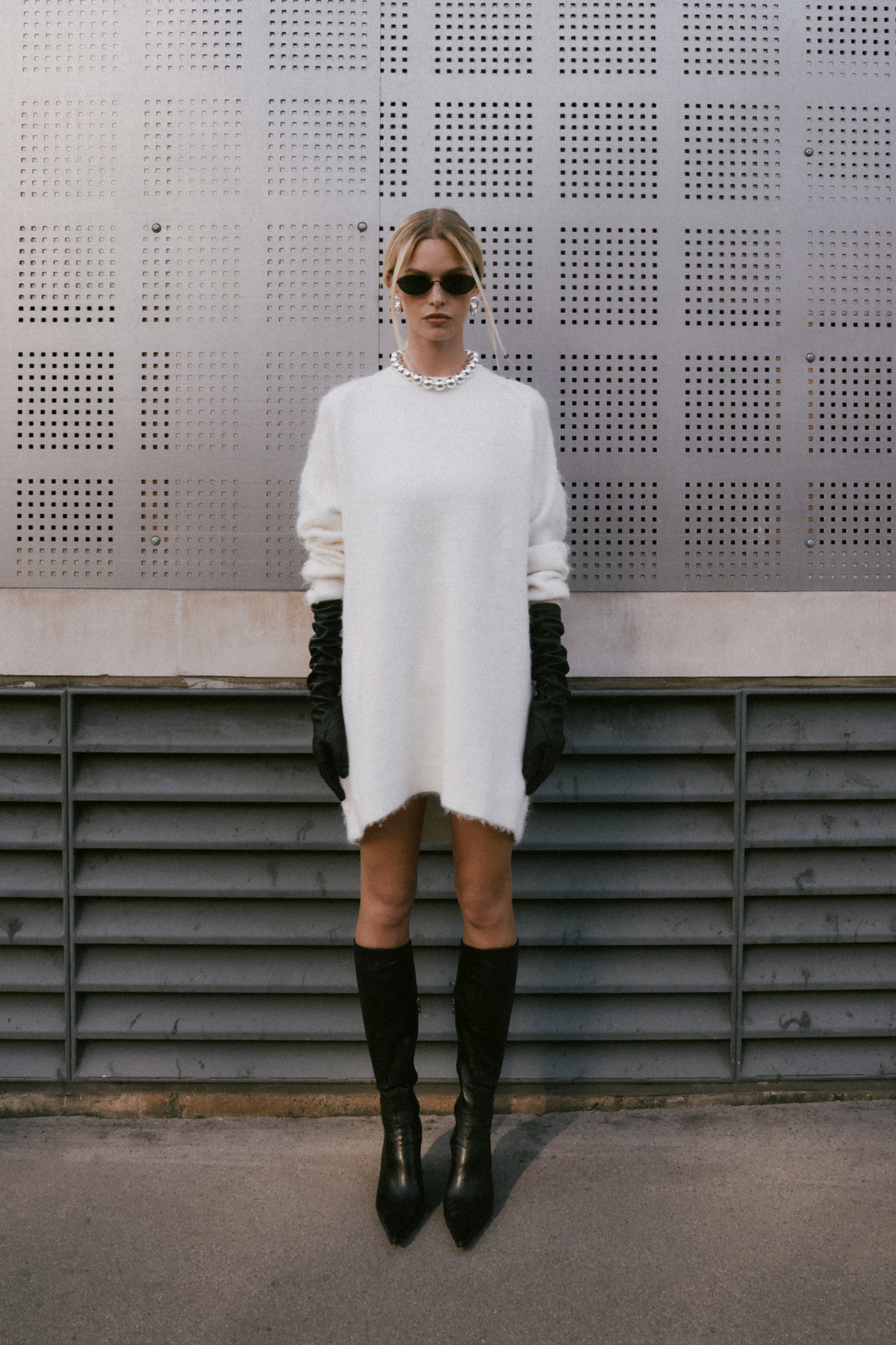 Soft Brushed Crew Neck Jumper Dress - Cream