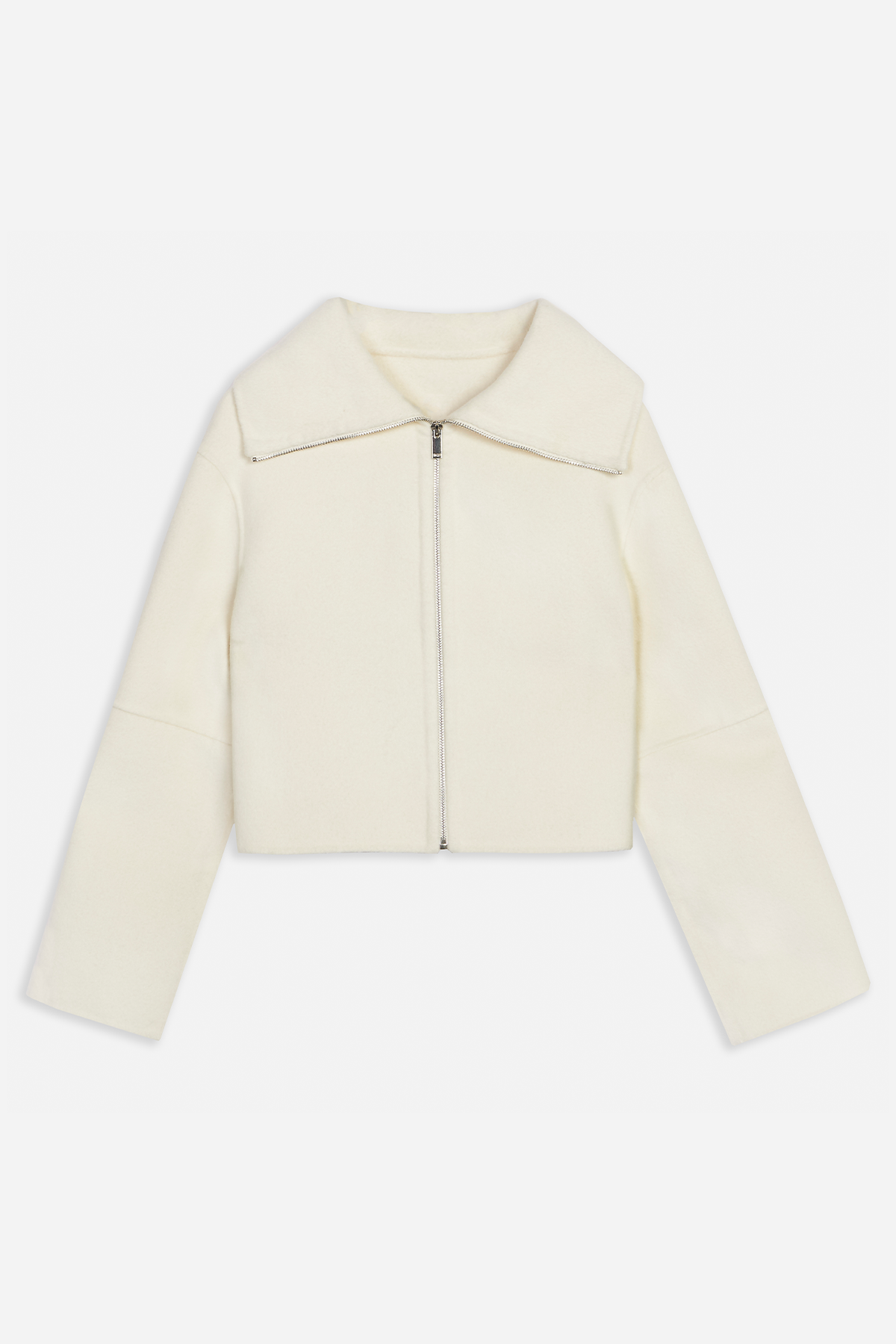 Double Faced Wool Cropped Jacket - Cream