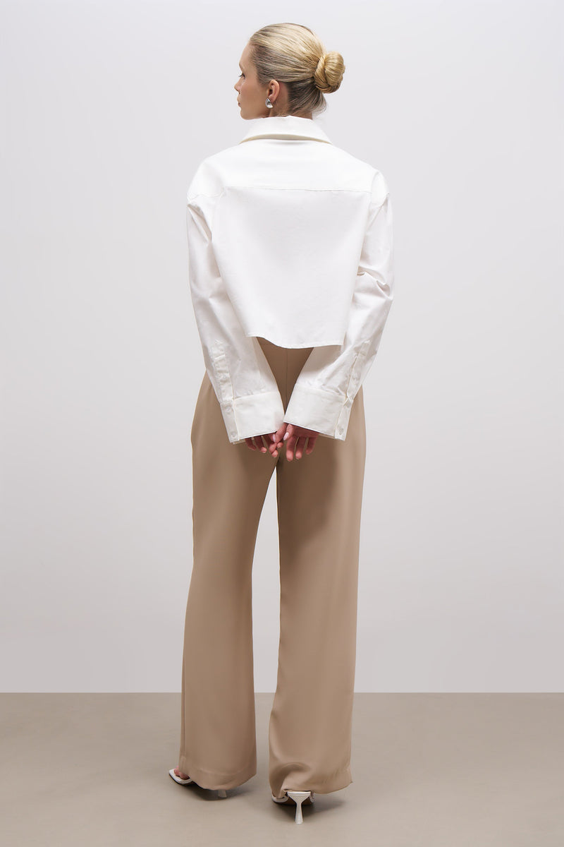 Cropped Formal Shirt - White