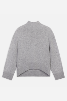 Relaxed High Neck Cashmere Blend Jumper - Grey Marl