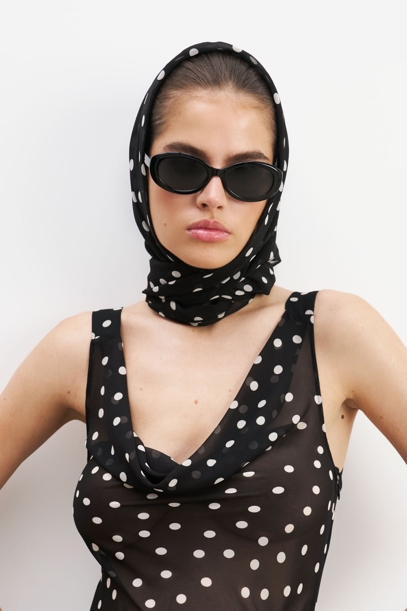 Chiffon Maxi Polka Dot Sarong Scarf -  Maxi Polka Dot