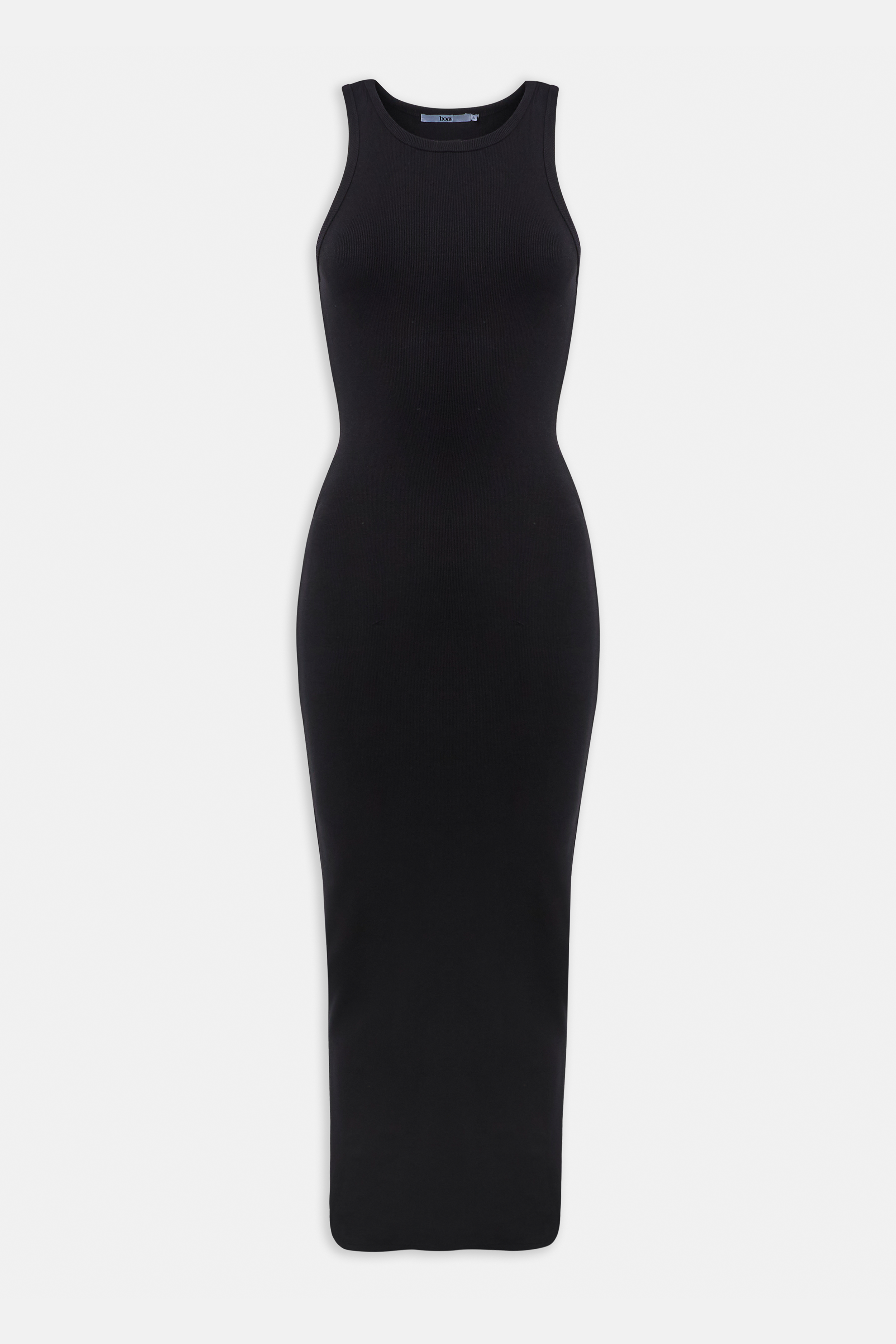 Heavy Ribbed Racer Maxi Dress - Black