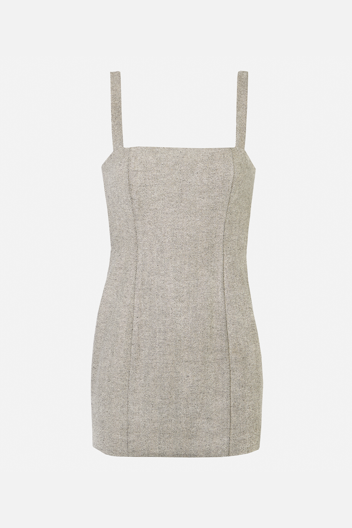 Wool Herringbone Mini Dress - Herringbone