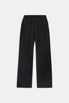 Linen Drawstring Wide Leg Trousers - Black