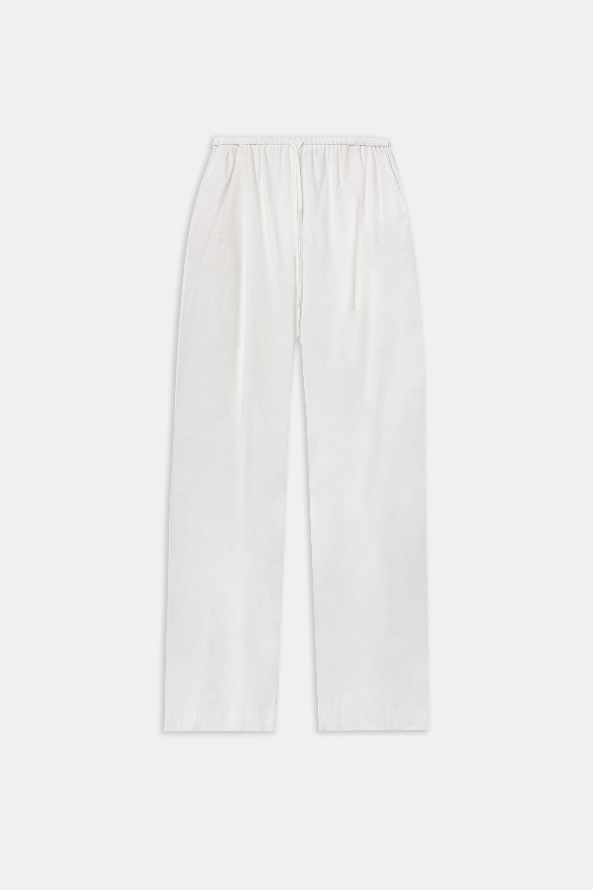 Linen Drawstring Wide Leg Trousers - White