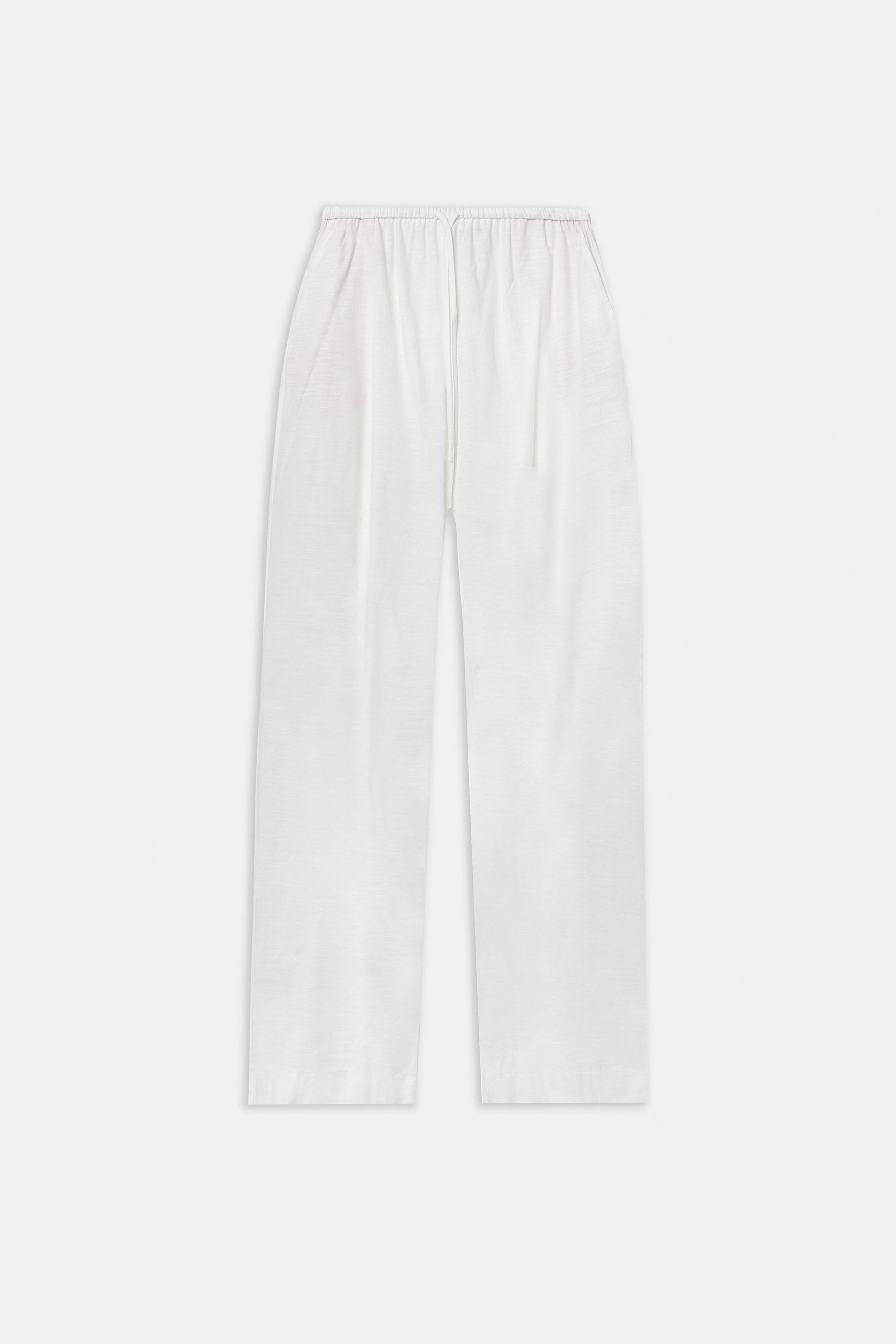 Linen Drawstring Wide Leg Trousers - White