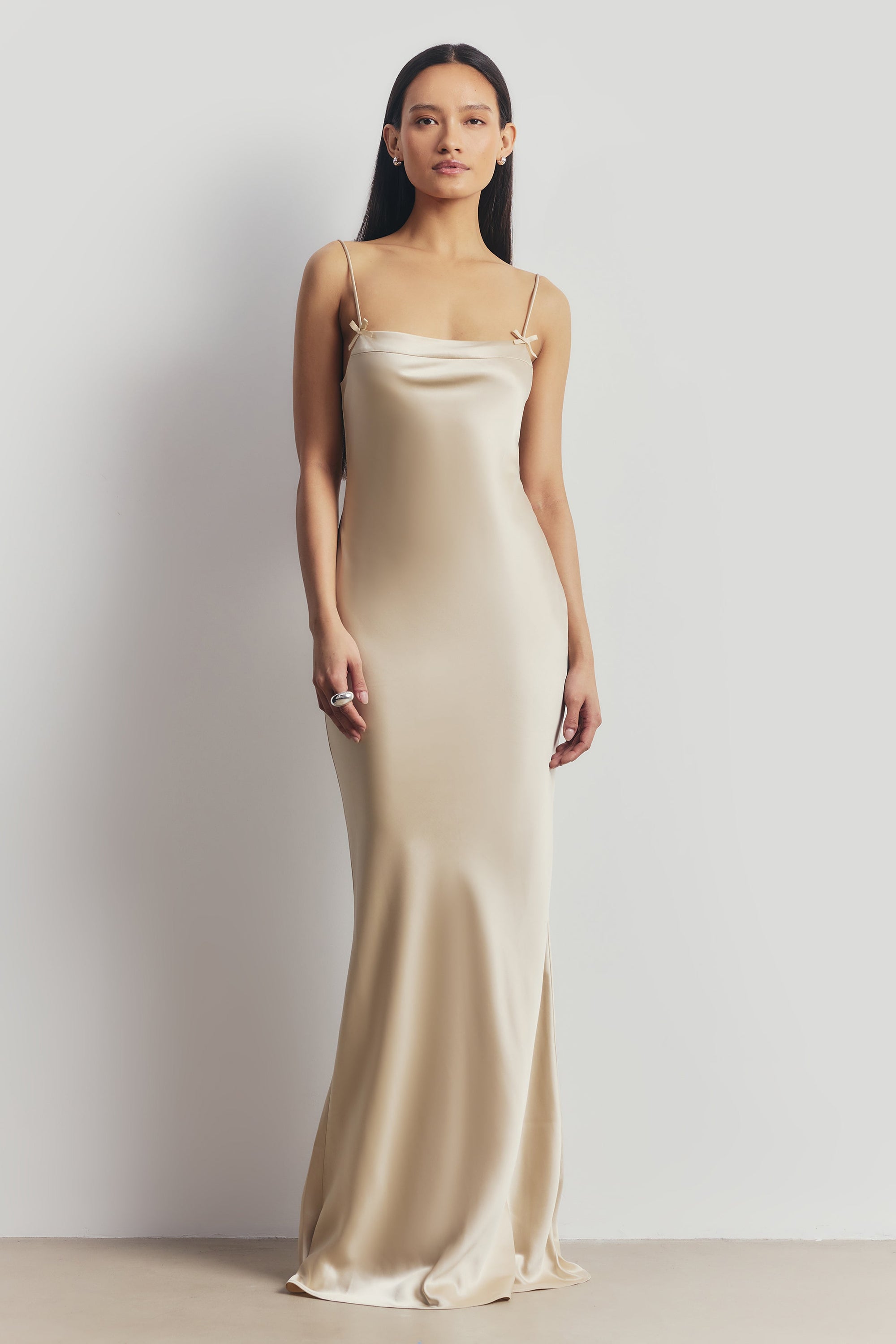 champagne slip dress bridesmaid Champagne Slip Dress Bridesmaid Satin Bridesmaid Dress Prom Dress Champagne M Cameron Champagne By Grace Loves Lace