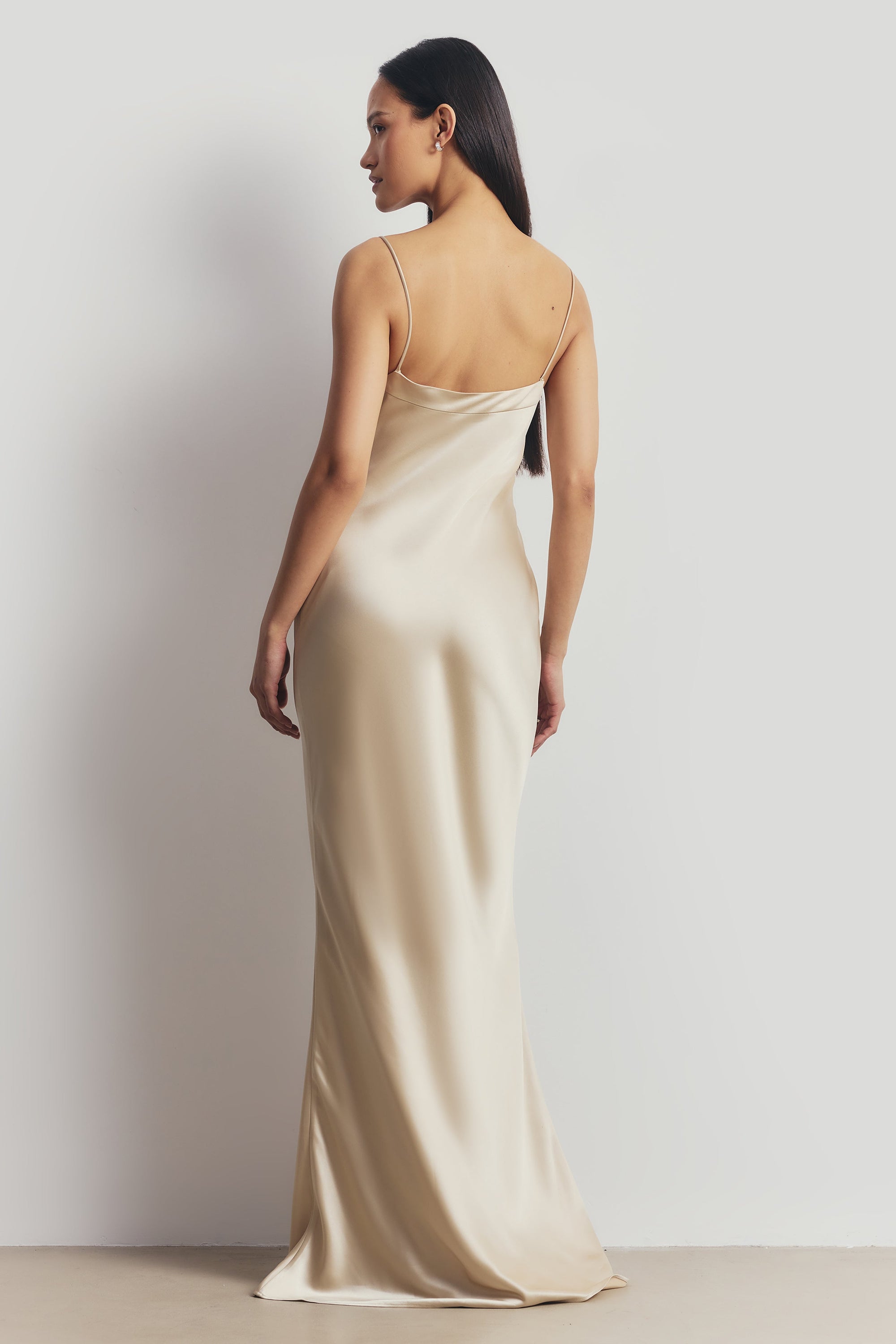 formal satin slip dress Blue Satin Slip Maxi Dress