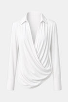 Soft Draped Plunge Front Shirt - White