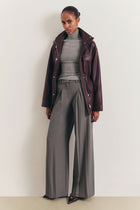 Box Pleat Tailored Wide Leg Trousers - Slate