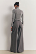 Box Pleat Tailored Wide Leg Trousers - Slate