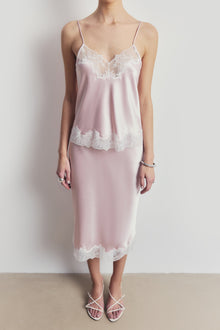Satin Lace Detail Camisole - Blush/White