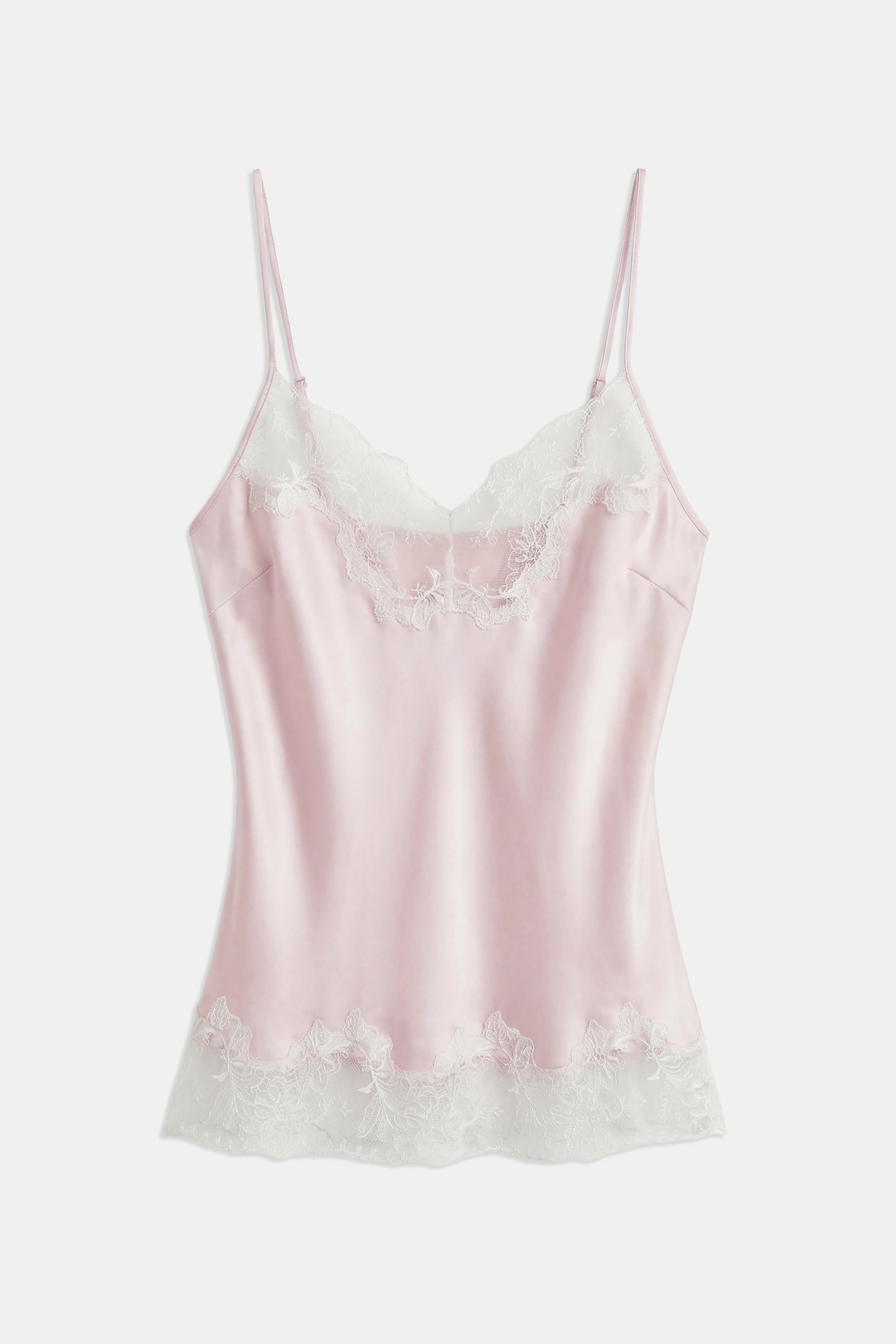 Satin Lace Detail Camisole - Blush/White | BOA US