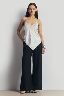 Satin Panel Detail V Neck Camisole - Cream