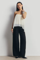 Strapless Chiffon Layered Corset Top - Cream
