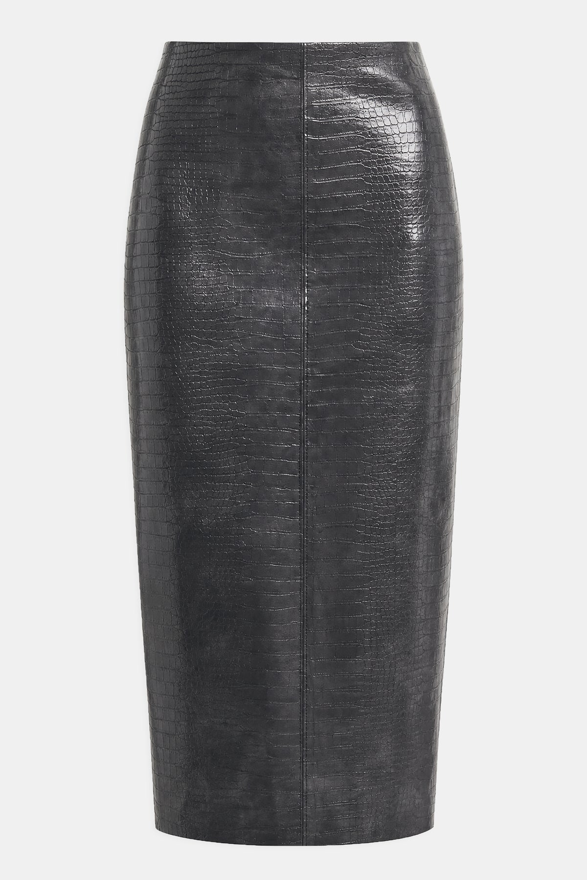Croc Embossed Leather Tailored Maxi Skirt - Slate