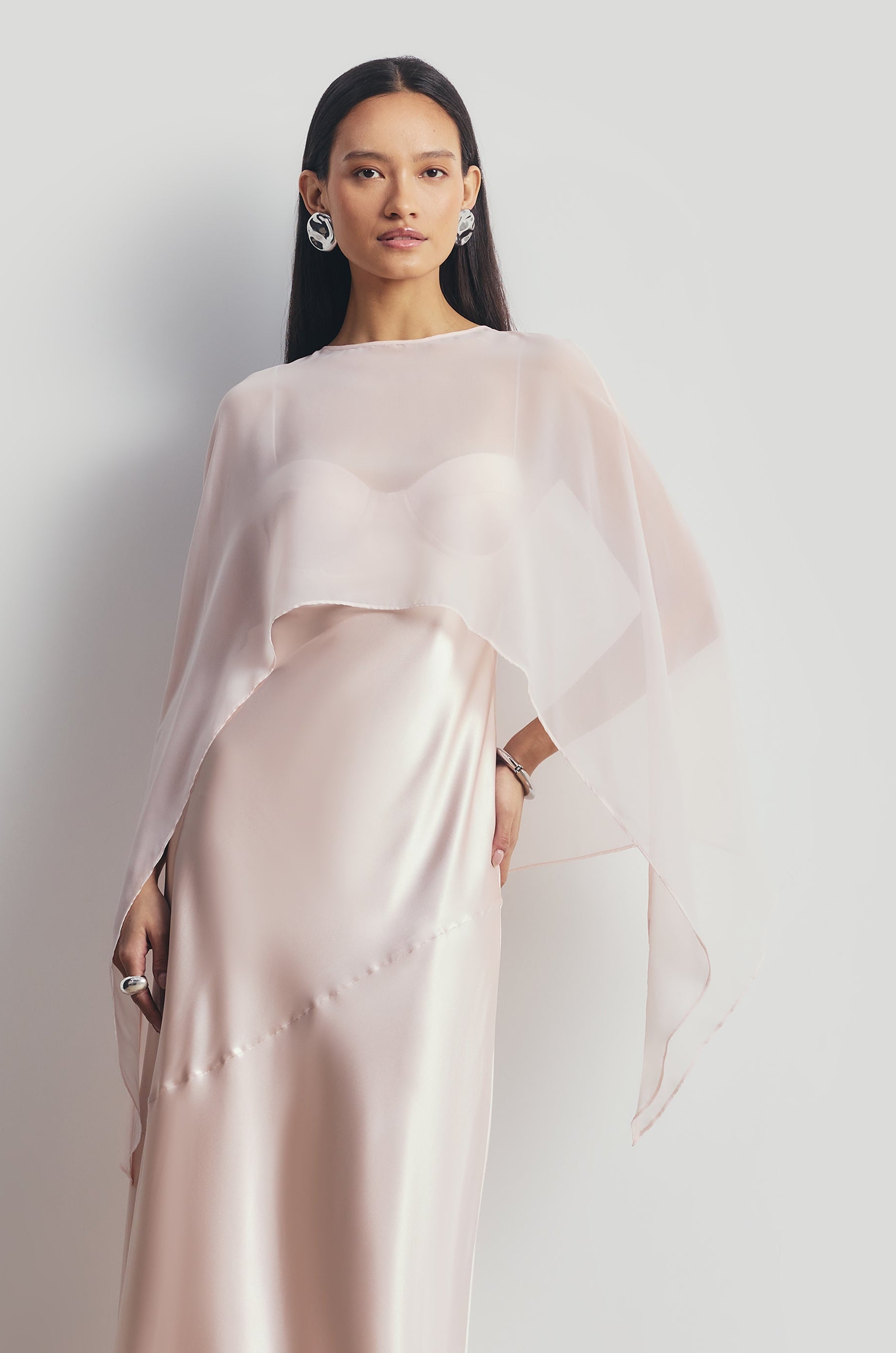 Satin Cup Detail Slip Dress - Blossom